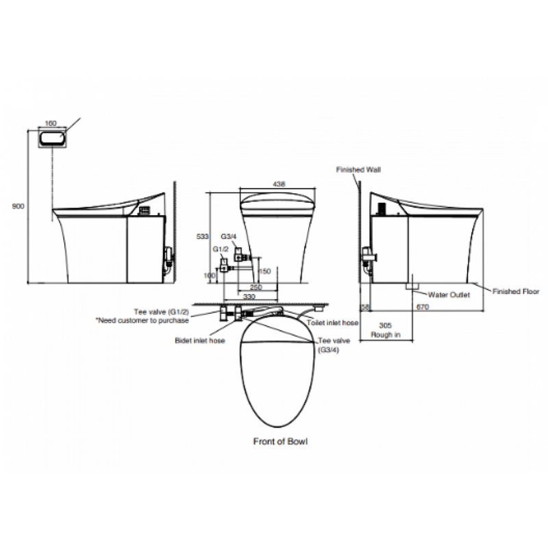Kohler K-29287H-0 Veil floor-standing split seat toilet