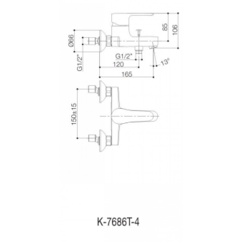 Kohler K-7686T-4-BN July Wall Mounted Bathtub with Shower Head (4-way Hand Shower) (Roman Silver)