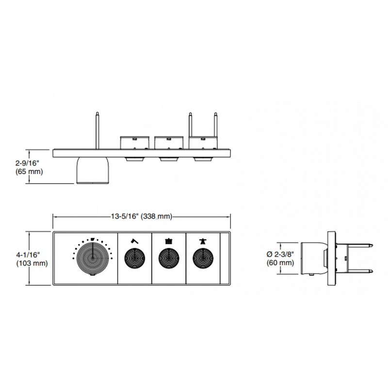 Kohler K-26347T-9-CP Anthem 3-Way Embedded Mechanical Thermostat (Polished Chrome Plated)
