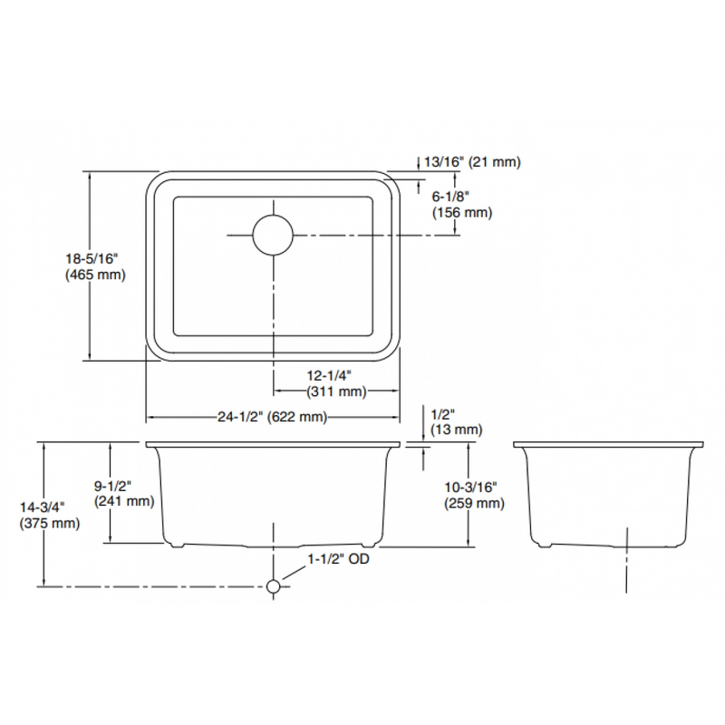 Kohler K-28000-CM1 Cairn™ 27-1/2" undermount single-bowl kitchen sink