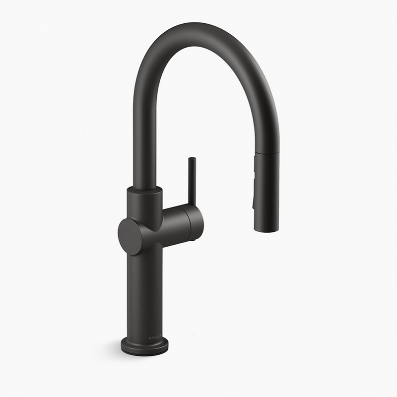Kohler K-22972K-4-BL Crue® Pull-down kitchen sink faucet with three-function sprayhead (Black)
