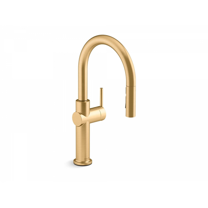 Kohler K-22972K-4-2MB Crue® Pull-down kitchen sink faucet with three-function sprayhead (Modern Gold)