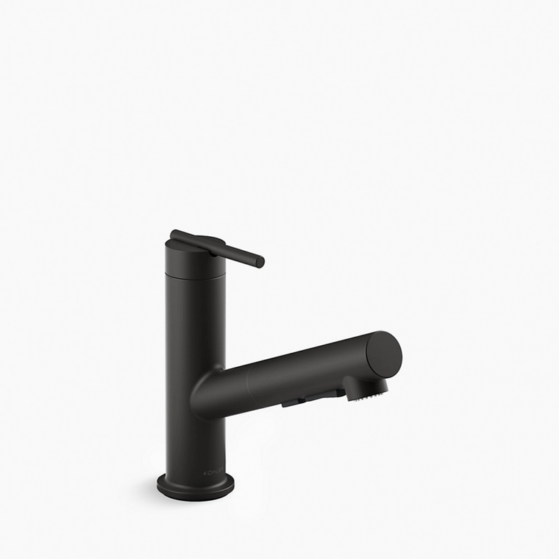 Kohler K-22976K-4-BL Crue® Pull-down kitchen sink faucet with three-function sprayhead (Black)
