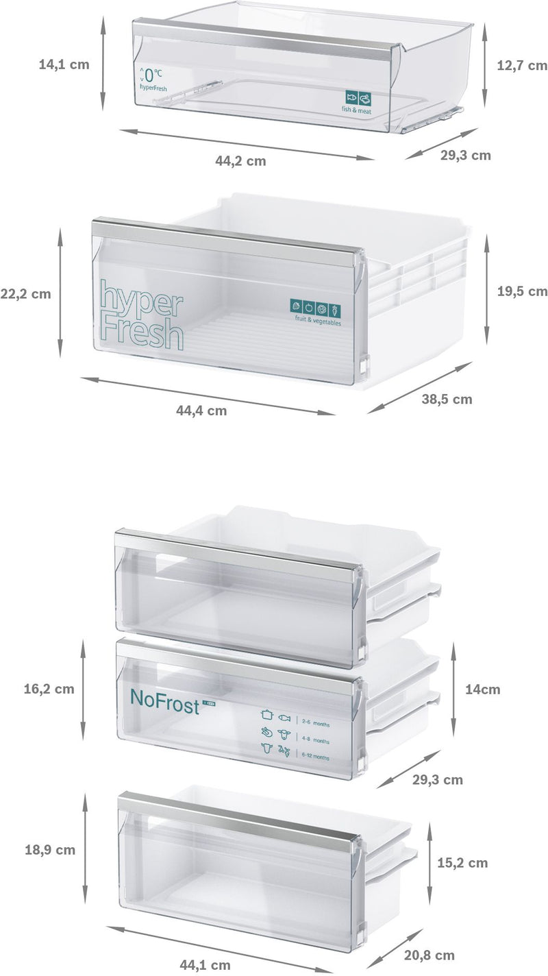 Siemens - iQ300 Built-in fridge-freezer with freezer at bottom 193.5 x 55.8 cm flat hinge KI96NVFD0