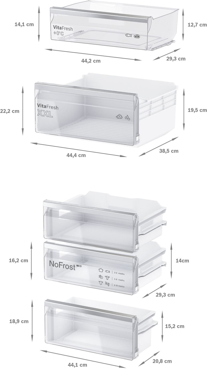 Bosch - Series 4 Built-in fridge-freezer with freezer at bottom 177.2 x 54.1 cm sliding hinge KIN86VSE0G