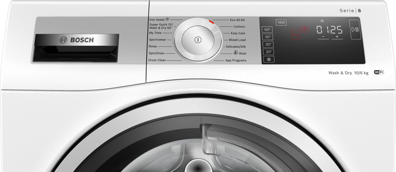 Bosch - Series 8 Washer dryer 10/6 kg 1400 rpm WDU8H541GB