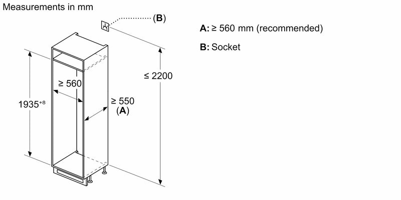 西門子 - iQ100 內置冷藏冷凍櫃，冷凍室位於底部 193.5 x 54.1 公分滑動鉸鏈 KI96NNSE0