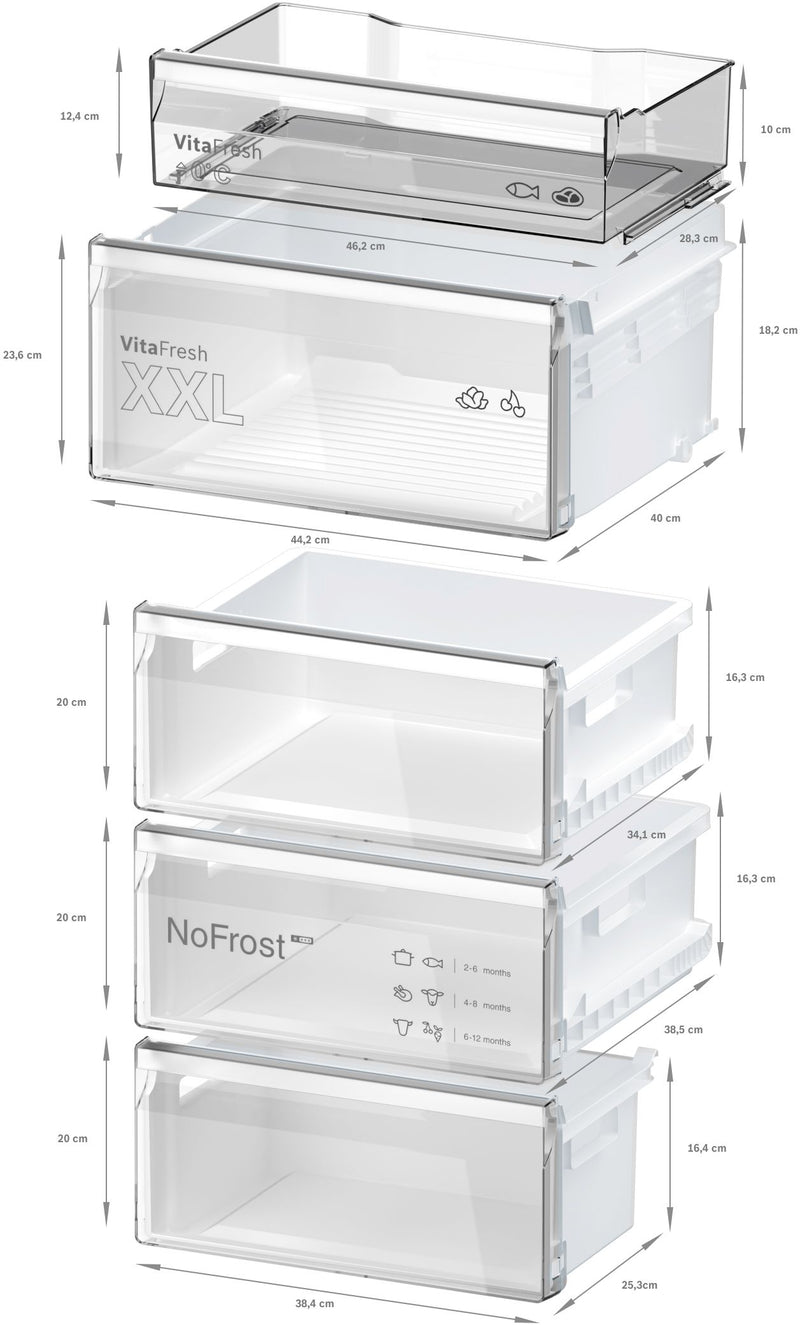 博世 - 系列 4 獨立式冷藏冷凍櫃，冷凍室位於底部 186 x 60 公分 白色 KGN362WDFG