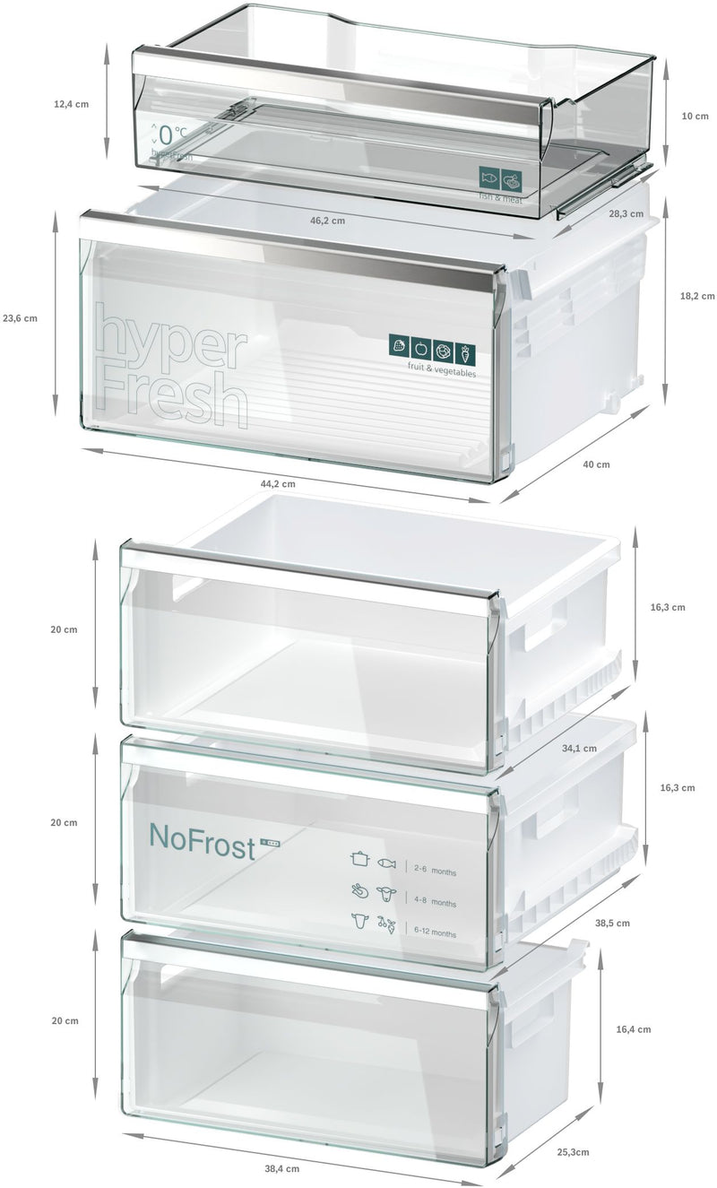 Siemens - iQ500 Free-standing fridge-freezer with freezer at bottom 203 x 60 cm Brushed steel anti-fingerprint KG39NAIAT