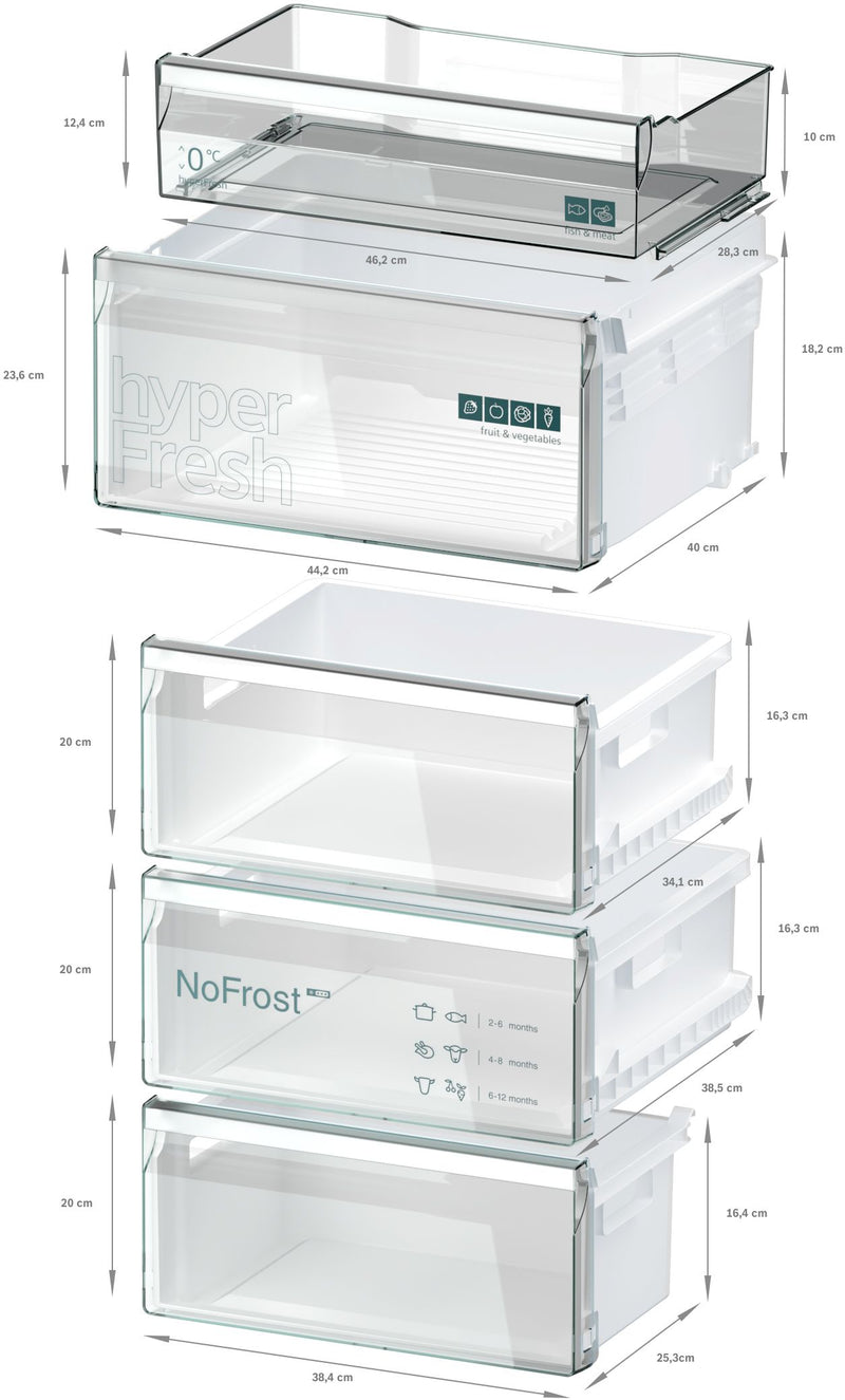 Siemens - iQ300 Free-standing fridge-freezer with freezer at bottom 203 x 60 cm Brushed steel anti-fingerprint KG39NXIBF