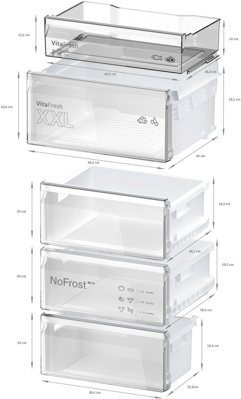 Bosch - Series 4 Free-standing fridge-freezer with freezer at bottom 203 x 60 cm Stainless steel look KGN392LBFG