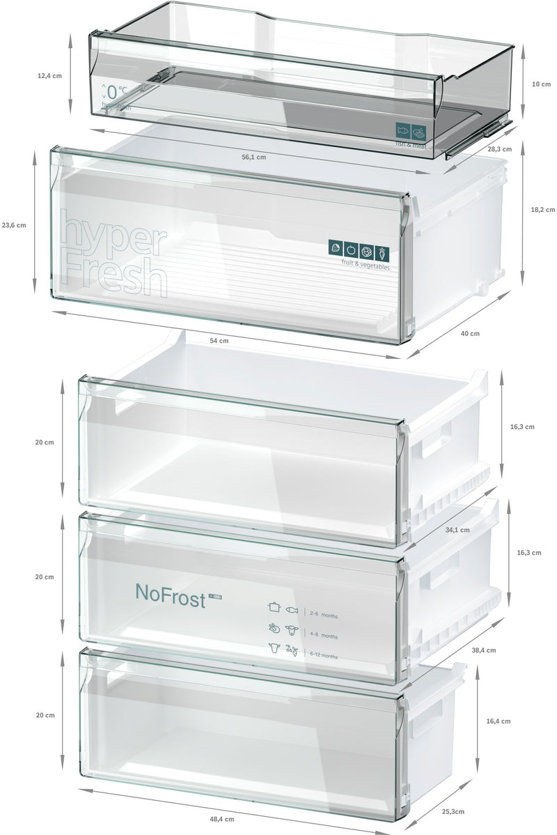 Siemens - iQ300 Free-standing fridge-freezer with freezer at bottom 203 x 70 cm Brushed steel anti-fingerprint KG49NXIDF