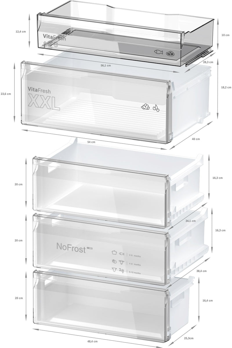 Bosch - Series 4 Free-standing fridge-freezer with freezer at bottom 203 x 70 cm Stainless steel look KGN492LDFG