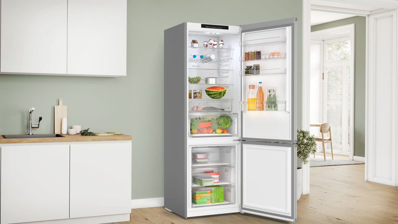 Bosch - Series 4 Free-standing fridge-freezer with freezer at bottom 203 x 70 cm Stainless steel look KGN492LDFG