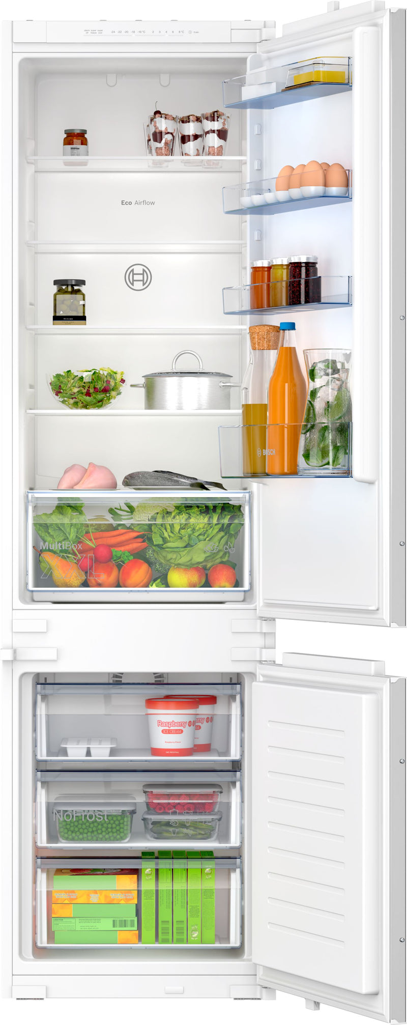 Bosch - Series 2 Built-in fridge-freezer with freezer at bottom 193.5 x 54.1 cm sliding hinge KIN96NSE0