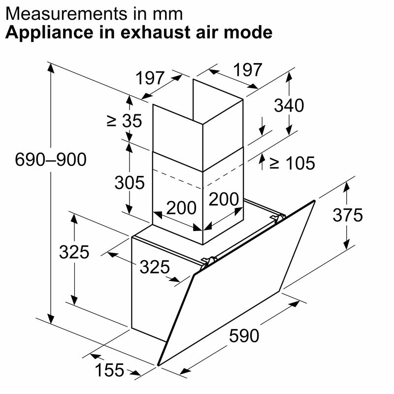 Bosch - 系列 2 壁掛式抽油煙機 60 公分透明玻璃黑色印花 DWK65DK60B