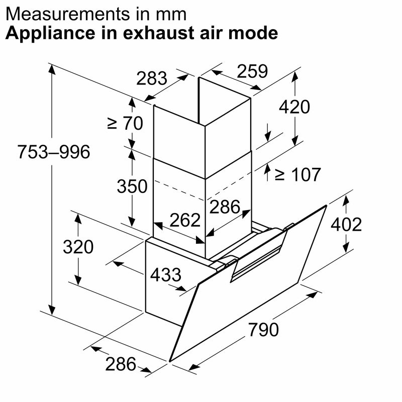 Bosch - 系列 4 壁掛式抽油煙機 80 公分透明玻璃黑色印花 DWK87FN60B