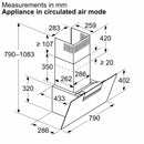 Bosch - Series 4 Wall-mounted cooker hood 80 cm clear glass black printed DWK87FN60B