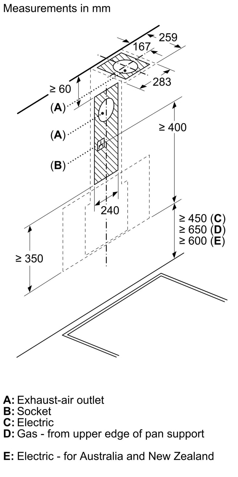 Bosch - 系列 4 壁掛式抽油煙機 60 公分透明玻璃黑色印花 DWK67FN60B