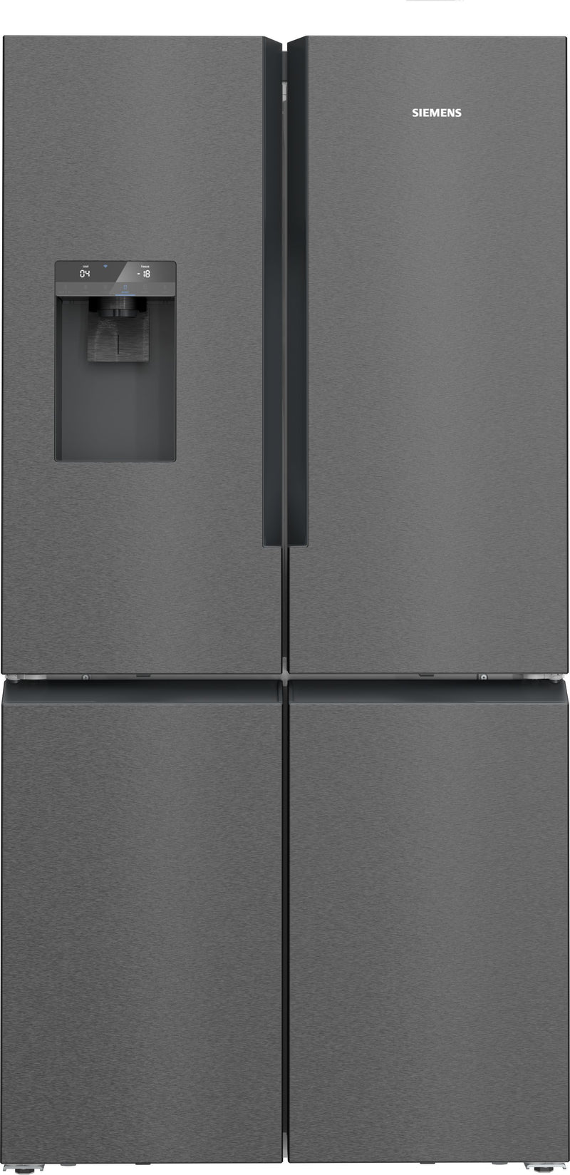 Siemens - iQ700 French door bottom freezer, multi door 183 x 90.5 cm Brushed black steel antiFingerprint KF96DPXEA