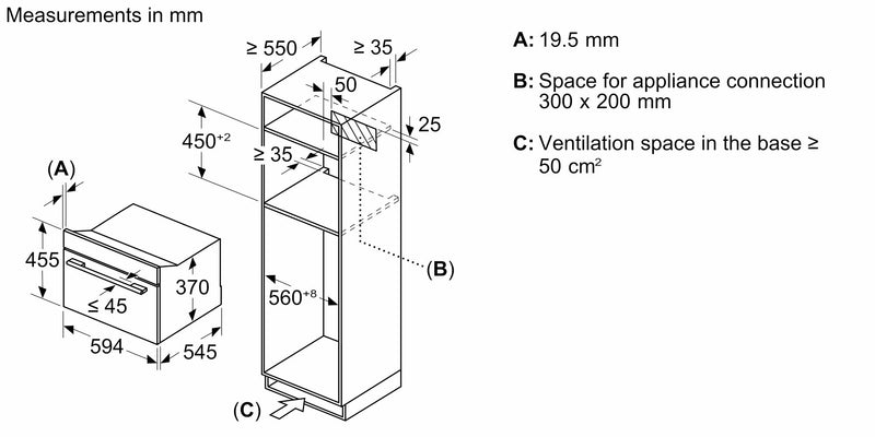 Bosch - 系列 8 內建微波爐 60 x 45 公分 黑色 CEG732XB1B