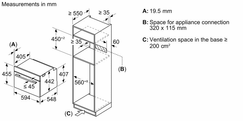 Bosch - 系列 8 內建緊湊型烤箱，帶微波爐功能 60 x 45 公分 黑色 - CMG7761B1B