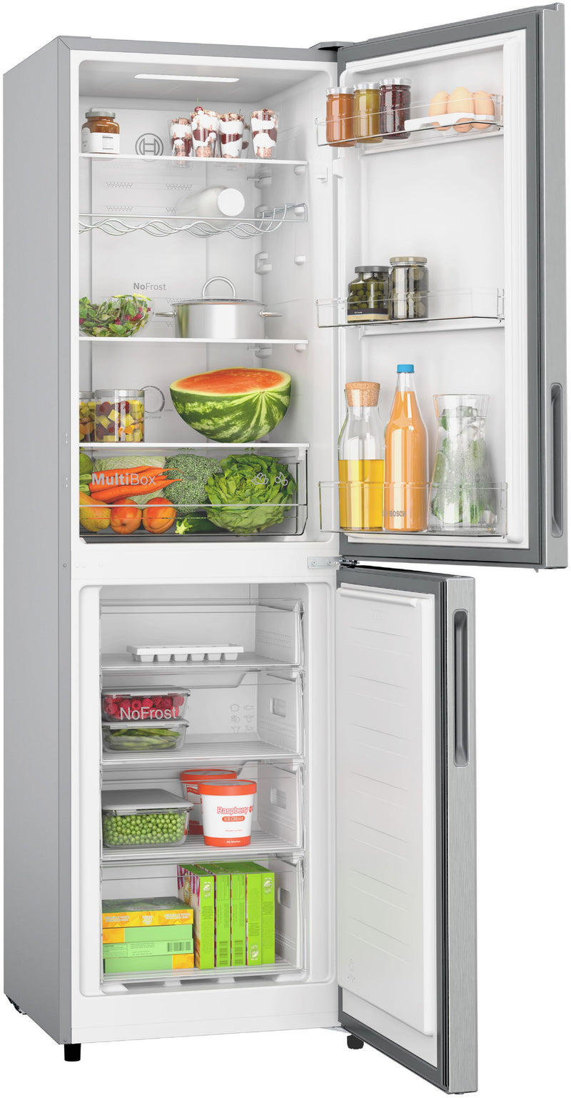 Bosch - Series 2 Free-standing fridge-freezer with freezer at bottom 182.4 x 55 cm Stainless steel look KGN27NLEAG