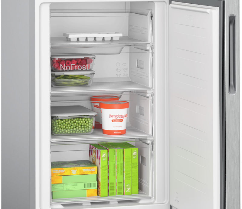 Bosch - Series 2 Free-standing fridge-freezer with freezer at bottom 182.4 x 55 cm Stainless steel look KGN27NLEAG