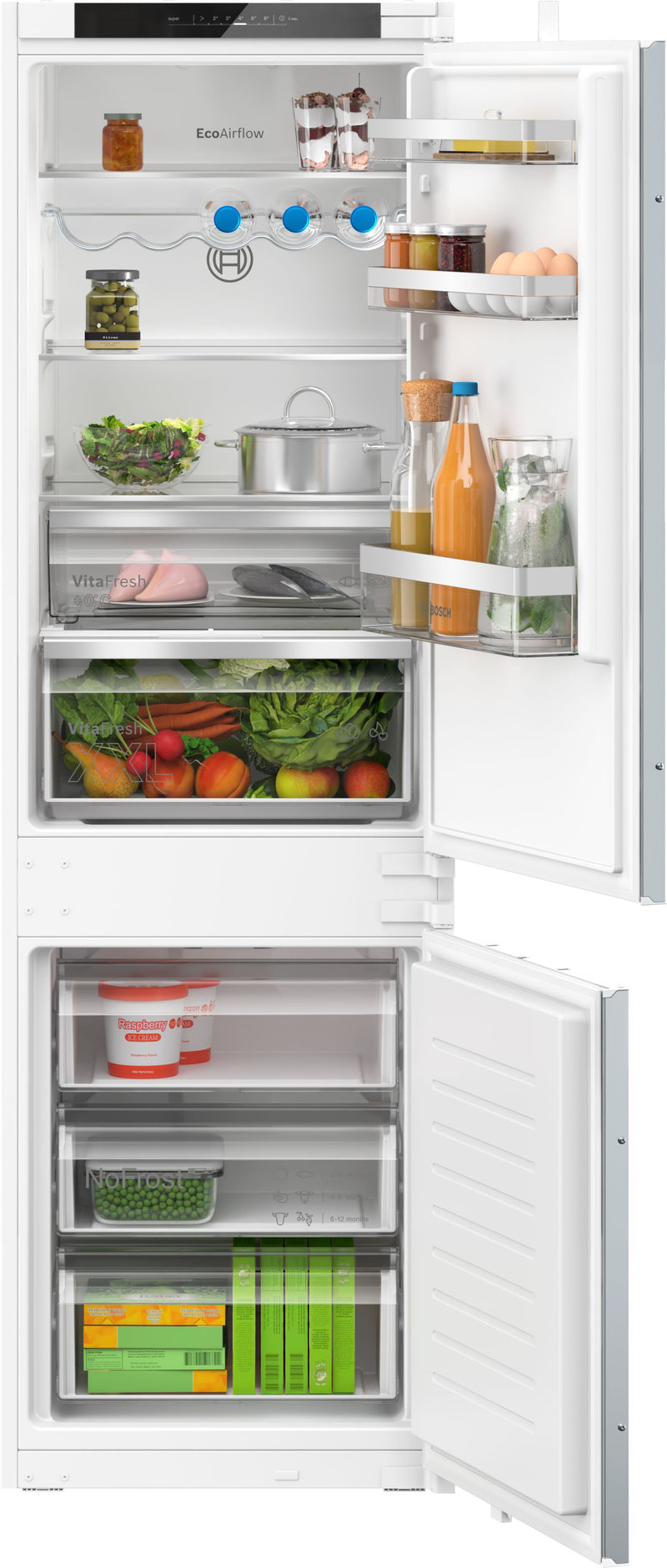 Bosch - Series 4 Built-in fridge-freezer with freezer at bottom 177.2 x 54.1 cm sliding hinge KIN86VSE0G