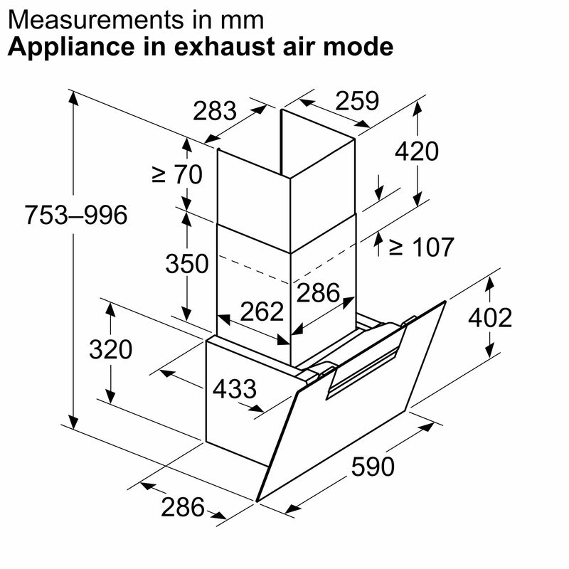 Bosch - 系列 4 壁掛式抽油煙機 60 公分透明玻璃黑色印花 DWK67FN60B