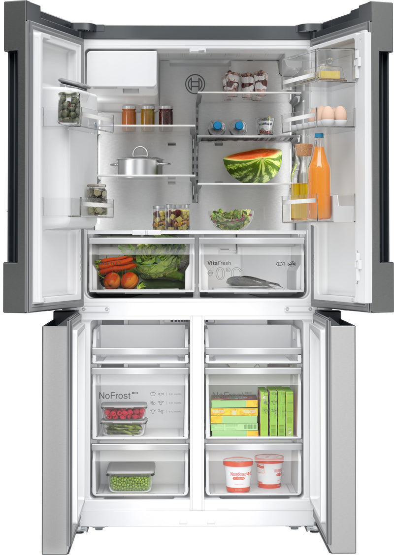 Bosch - Series 6 French door bottom freezer, multi door 183 x 90.5 cm Brushed steel anti-fingerprint KFD96APEA