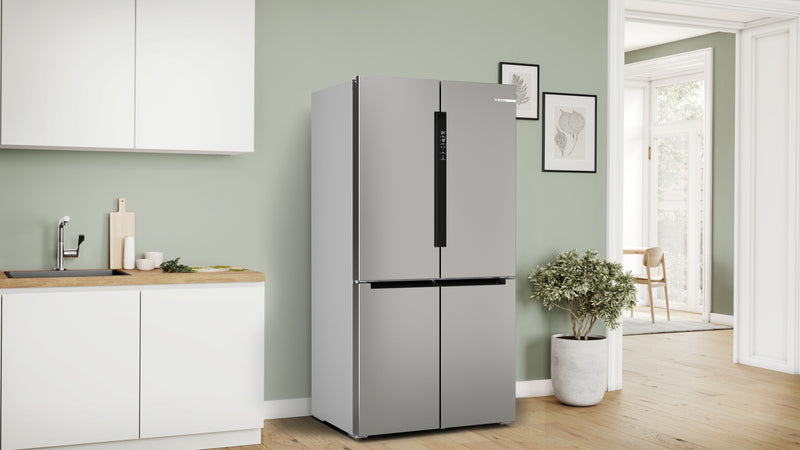 Bosch - Series 4 French door bottom freezer, multi door 183 x 90.5 cm Brushed steel anti-fingerprint KFN96VPEAG