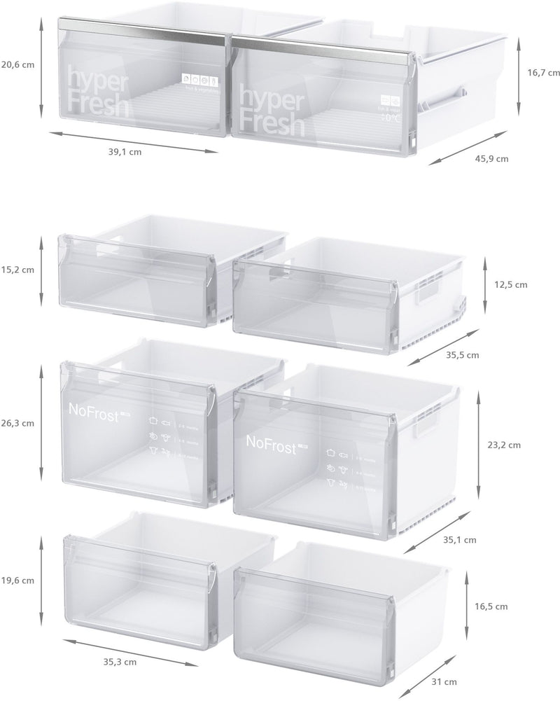 Siemens - iQ300 French door bottom freezer, multi door 183 x 90.5 cm Brushed black steel antiFingerprint KF96NAXEAG