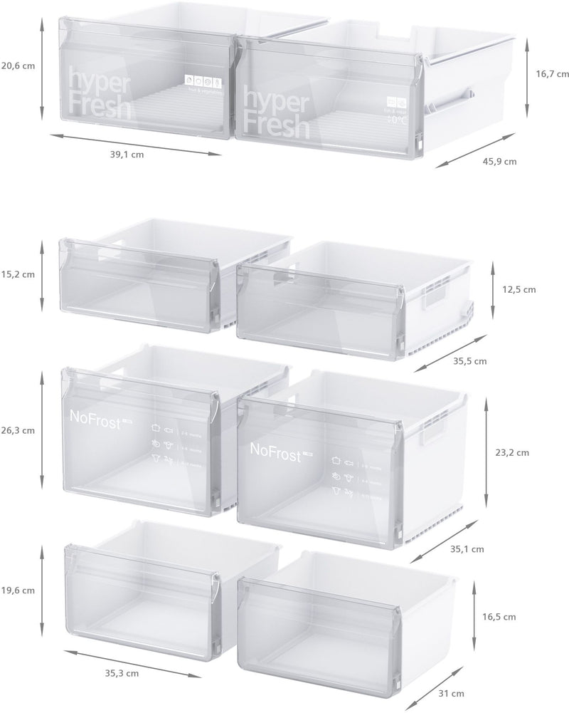 Siemens - iQ300 French door bottom freezer, multi door 183 x 90.5 cm Brushed steel anti-fingerprint KF96NVPEAG