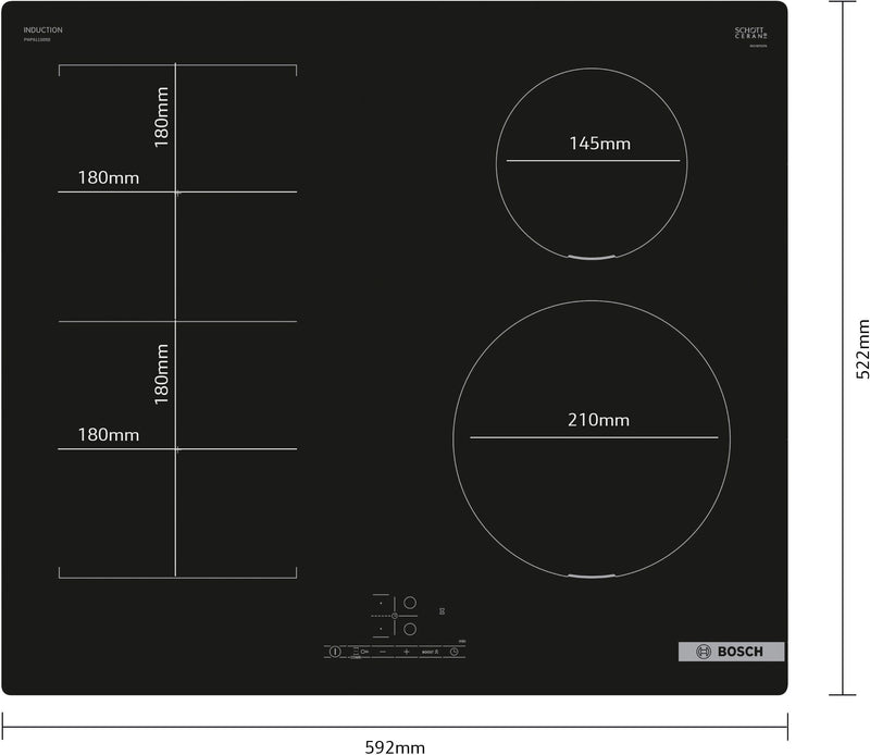 Bosch - 系列 4 電磁爐 60 公分黑色，PWP611BB5B