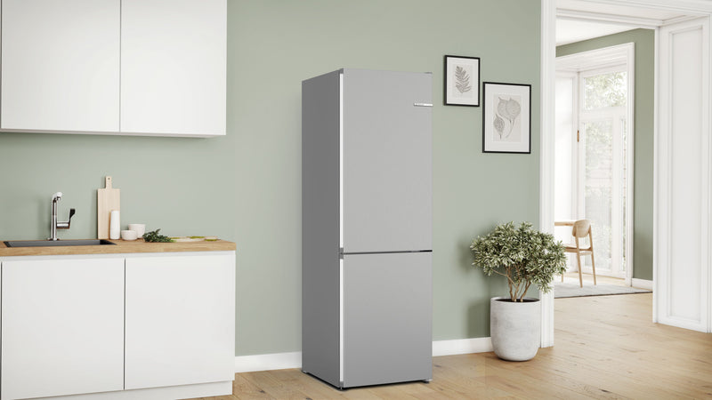 Bosch - Series 4 Free-standing fridge-freezer with freezer at bottom 186 x 60 cm Stainless steel look KGN362LDFG