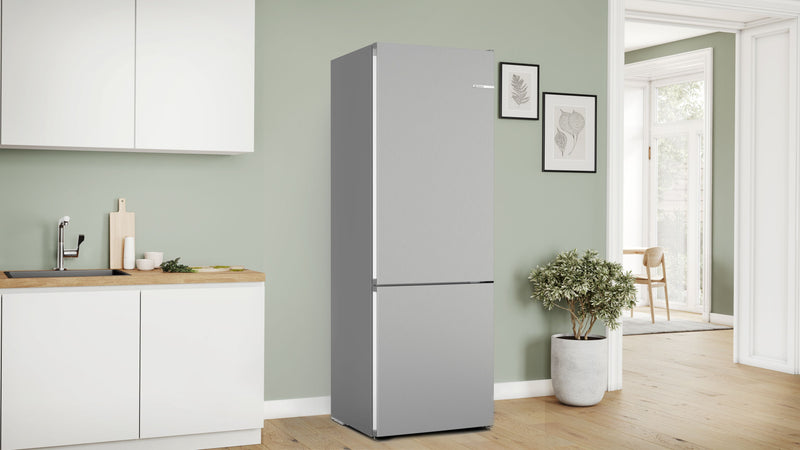 Bosch - Series 4 Free-standing fridge-freezer with freezer at bottom 203 x 70 cm Stainless steel look KGN492LDFG