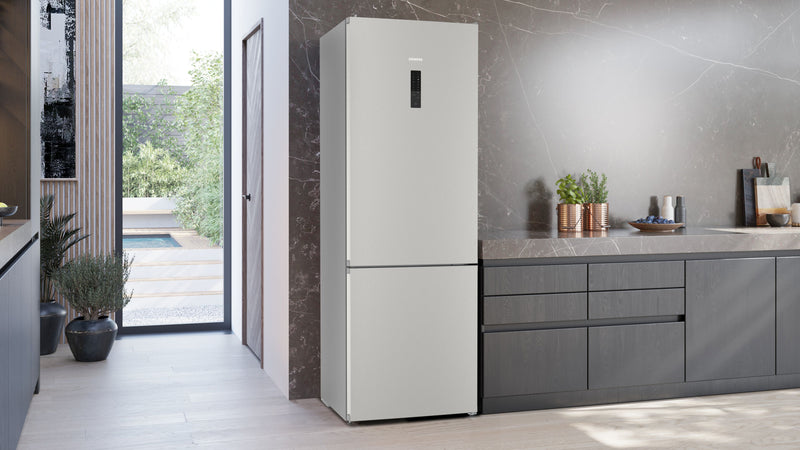 Siemens - iQ300 Free-standing fridge-freezer with freezer at bottom 203 x 70 cm Brushed steel anti-fingerprint KG49NXIDF