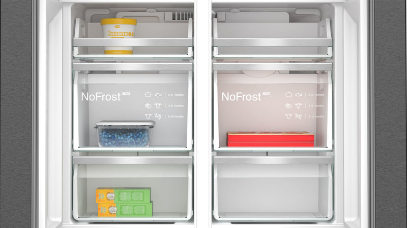 Siemens - iQ700 French door bottom freezer, multi door 183 x 90.5 cm Brushed black steel antiFingerprint KF96DPXEA