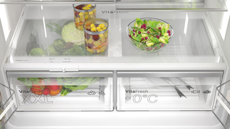 Bosch - Series 6 French door bottom freezer, multi door 183 x 90.5 cm Brushed steel anti-fingerprint KFD96APEA