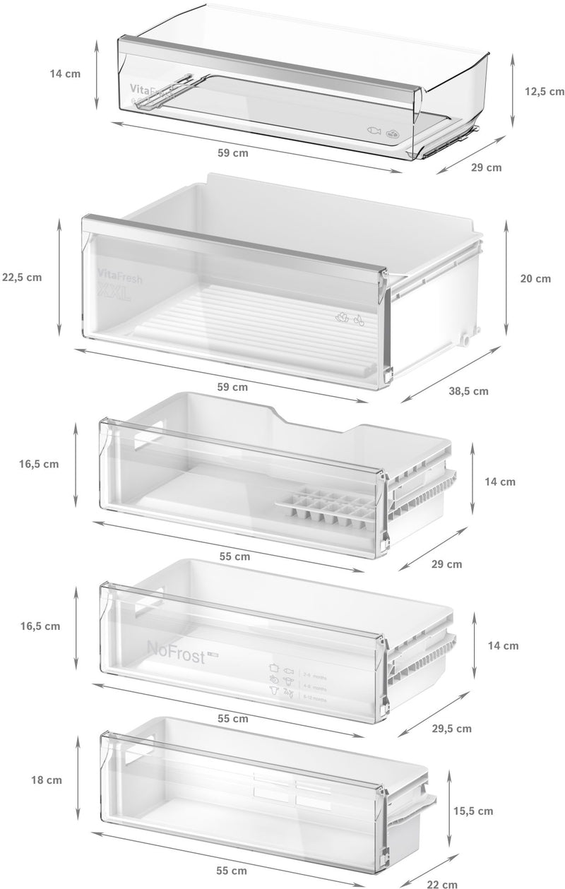 Bosch - 系列 4 內置冷藏冷凍櫃，冷凍室位於底部 193.5 x 70.8 公分平鉸鏈 KBN96VFE0G