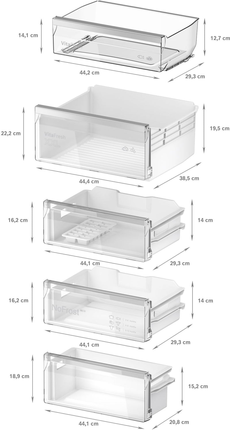 Bosch - Series 4 Built-in fridge-freezer with freezer at bottom 193.5 x 55.8 cm flat hinge KIN96VFD0