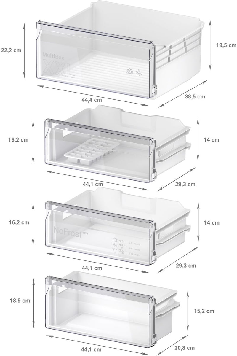 Bosch - Series 2 Built-in fridge-freezer with freezer at bottom 193.5 x 54.1 cm sliding hinge KIN96NSE0