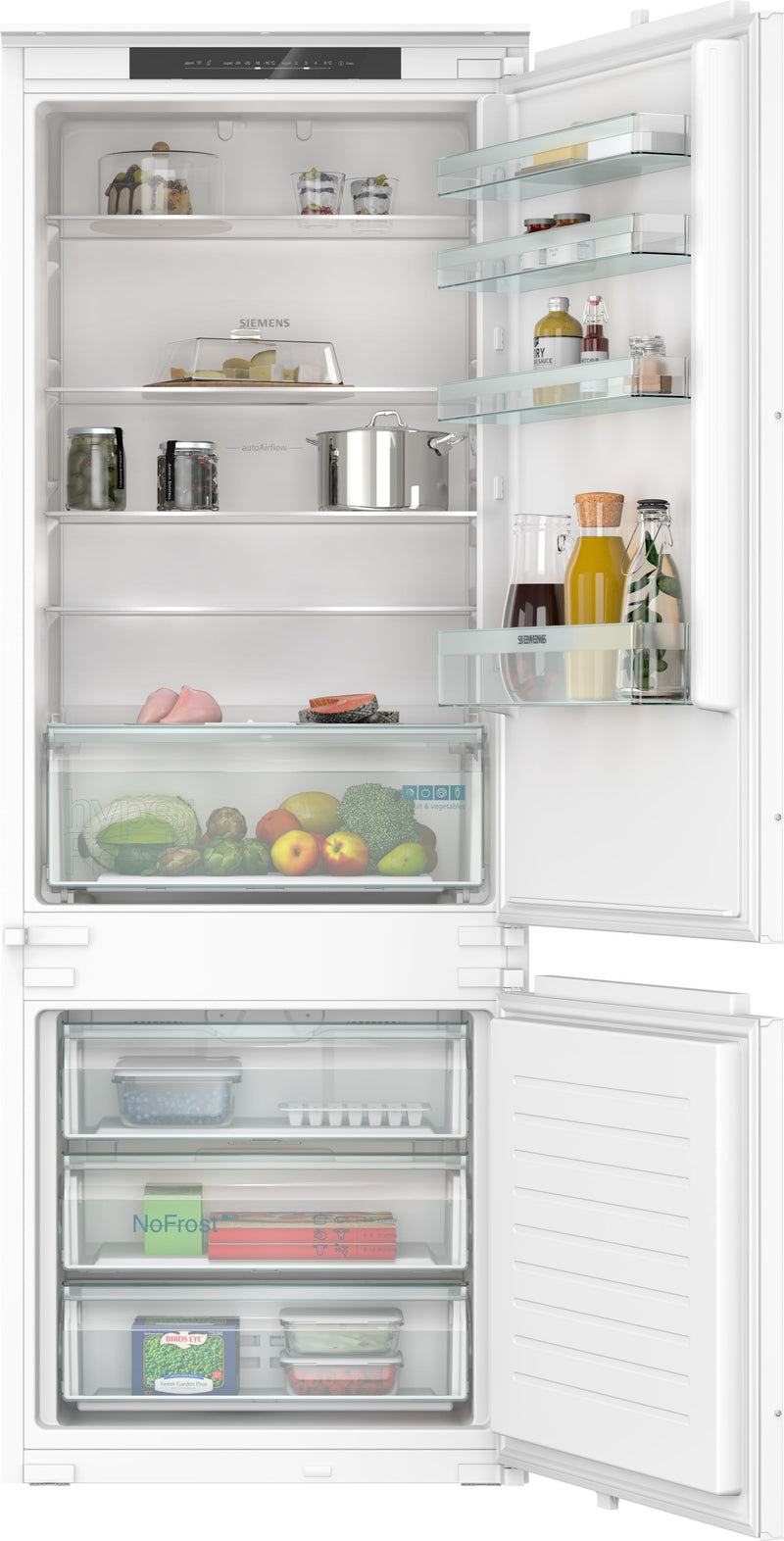 Siemens - iQ100 Built-in fridge-freezer with freezer at bottom 193.5 x 69.1 cm sliding hinge KB96NNSE0