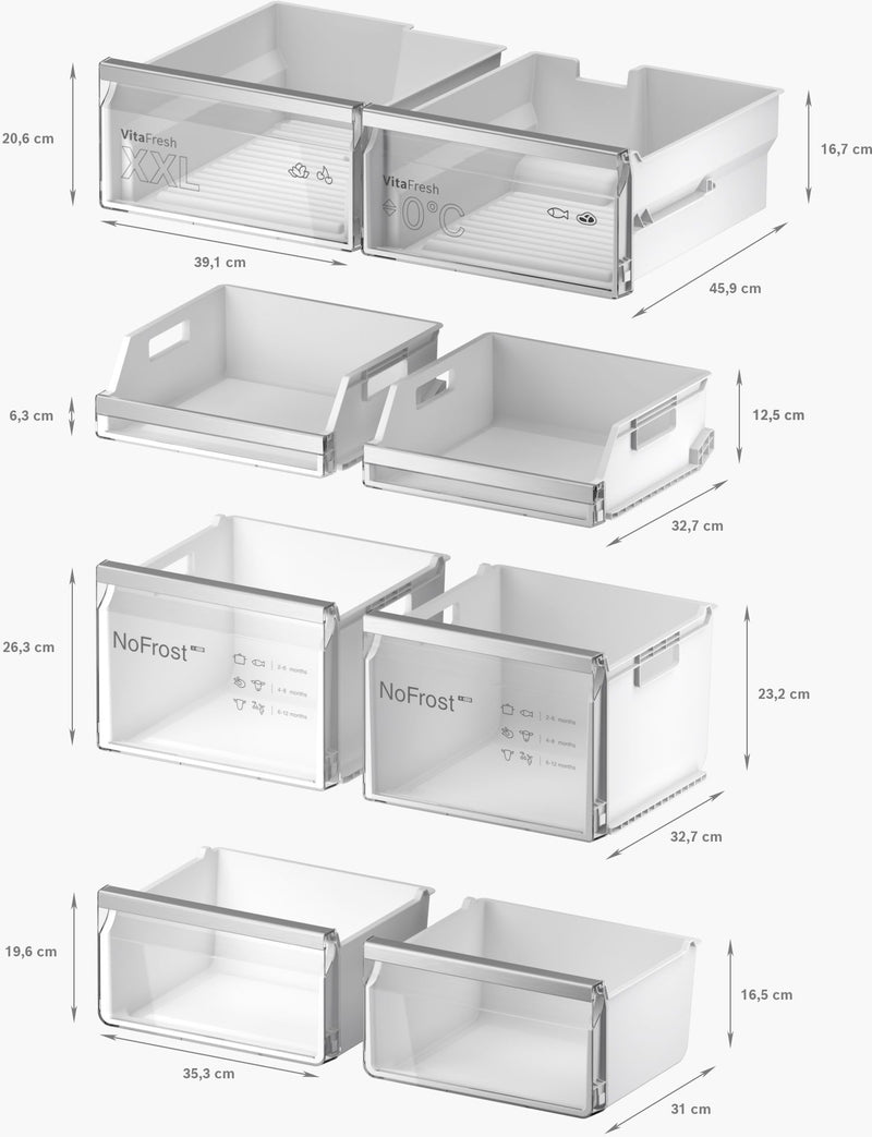 Bosch - Series 6 French door bottom freezer, multi door 183 x 90.5 cm Brushed steel anti-fingerprint KFD96APEA