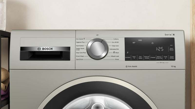 Bosch - Series 6 Washing machine, front loader 10 kg 1400 rpm, Silver inox WGG254ZSGB