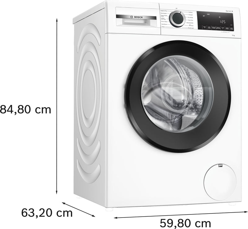 Bosch - Series 4 Washing machine, front loader 9 kg 1400 rpm WGG04409GB