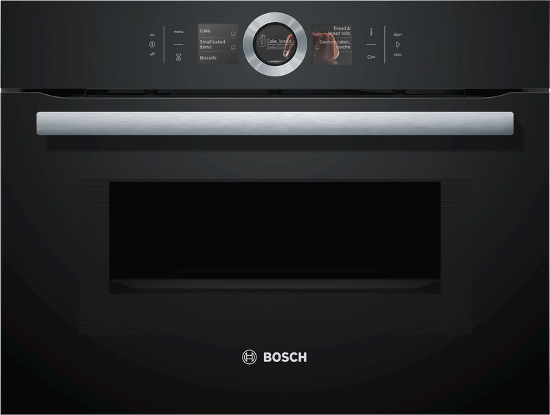 Bosch - Series 8 Built-in compact oven with microwave function 60 x 45 cm Black CMG676BB1