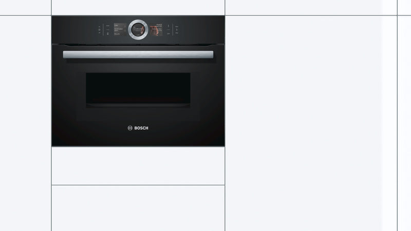 Bosch - Series 8 Built-in compact oven with microwave function 60 x 45 cm Black CMG676BB1