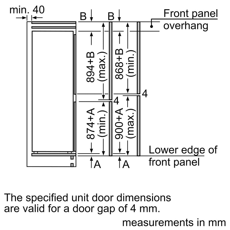 Bosch - 系列 2 內置冷藏冷凍櫃，冷凍室位於底部 177.2 x 54.1 公分平鉸鏈 KIN85NFE0G